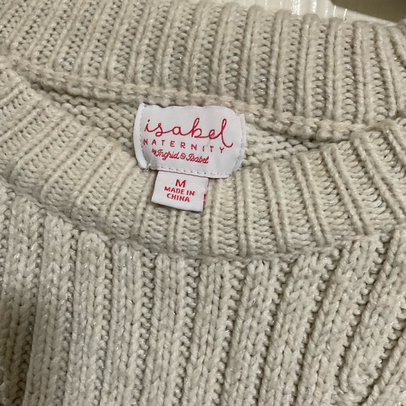 Isabel Maternity by Ingrid & Isabel Colorblock Sweater - Cream and Burgundy - Picture 3 of 6